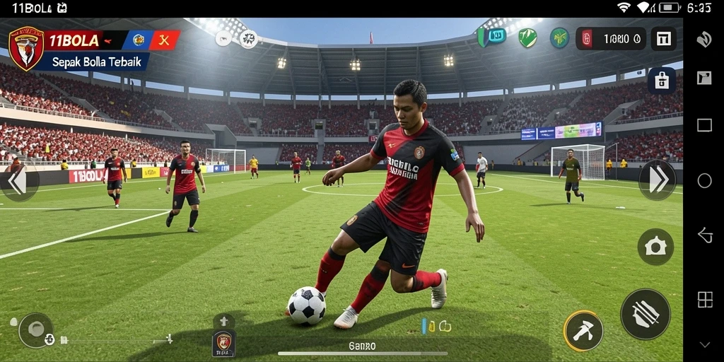 Tampilan gameplay di 11BOLA menunjukkan aksi seru sepak bola.