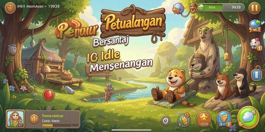 Screenshot utama 9939 menampilkan karakter yang sedang menjalani petualangan Idle.