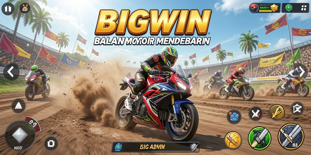 Tampilan gameplay seru dari permainan balap motor BIGWIN.