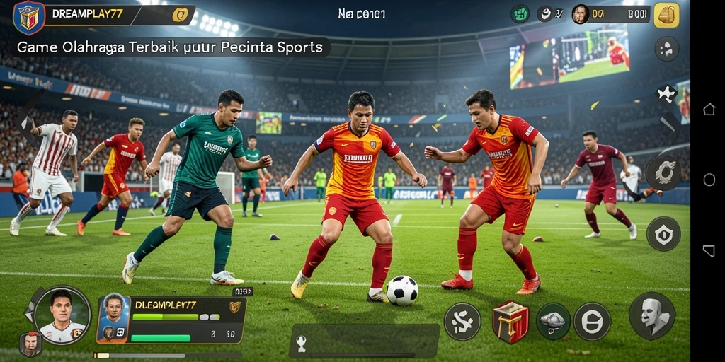 Screenshot utama DREAMPLAY77 menampilkan gameplay seru dengan berbagai olahraga.