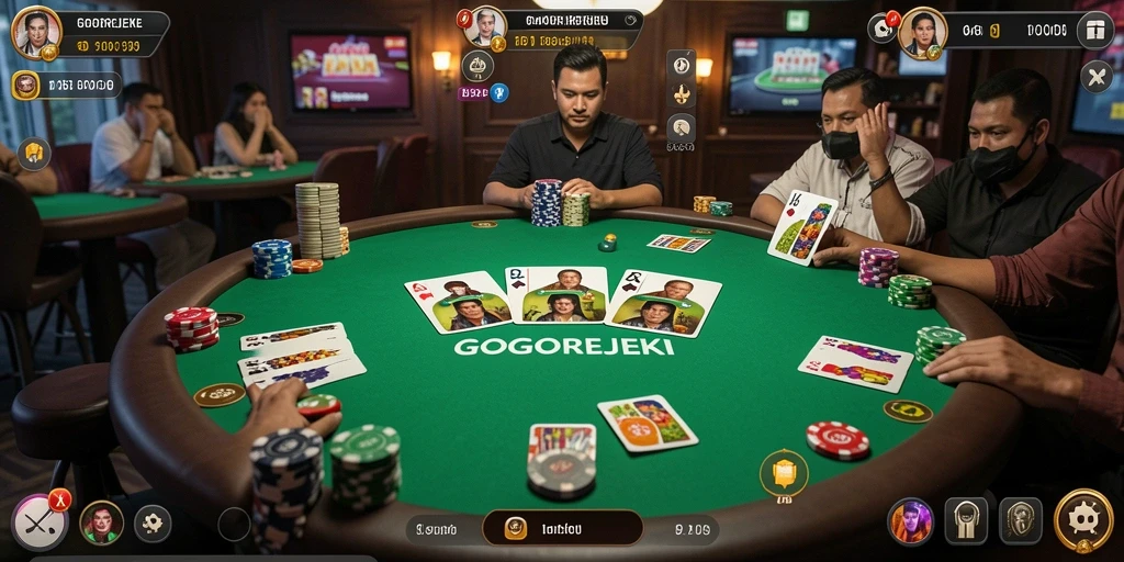 Menampilkan momen seru permainan Poker di GOGOREJEKI.