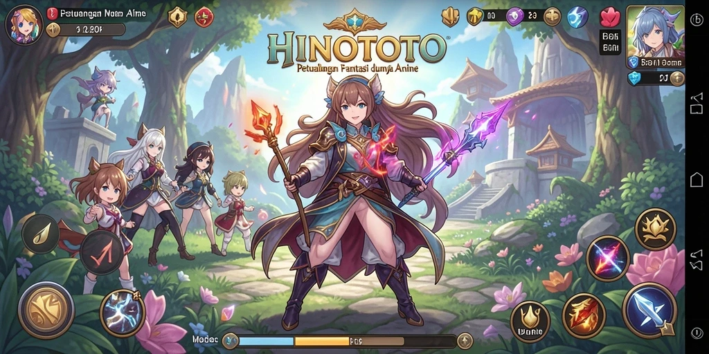 Screenshot menampilkan aksi seru gameplay Anime HINOTOTO.