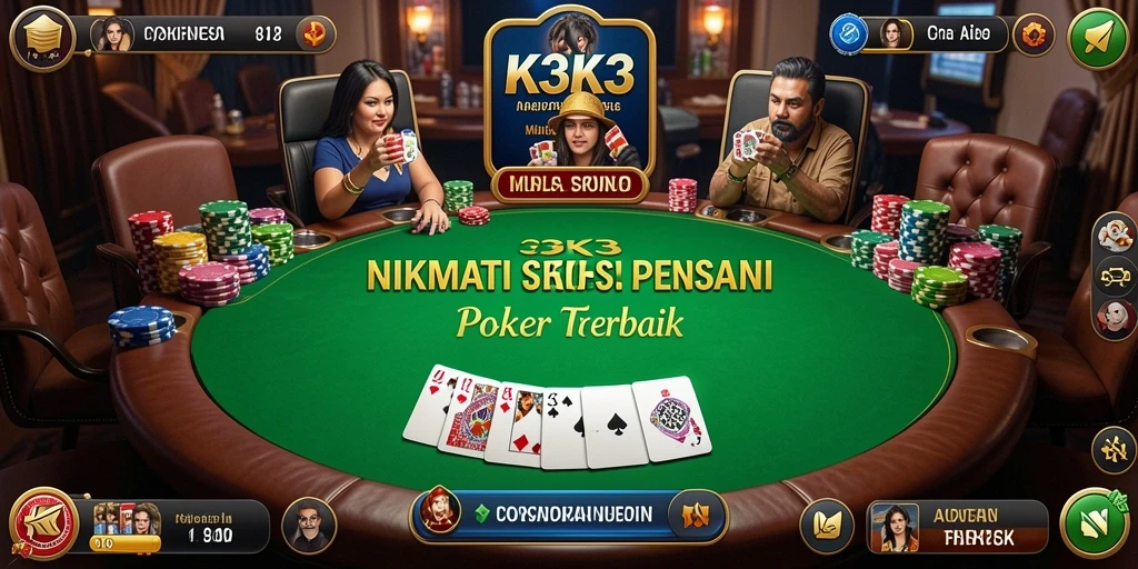 Screenshot gameplay K3K3 menampilkan aksi seru bermain Poker.