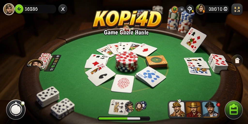 Screenshot gameplay KOPI4D menampilkan suasana permainan Gaple yang seru.