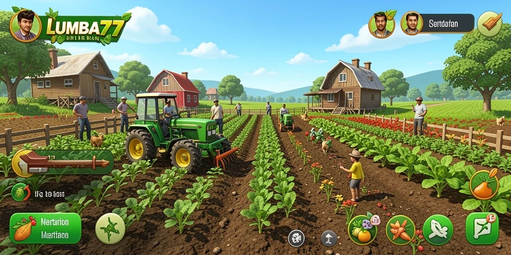 Tampilan gameplay LUMBA77 dengan suasana pertanian yang alami.