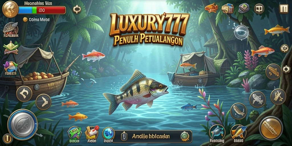 Tampilan menawan dari gameplay LUXURY777 saat memancing ikan.