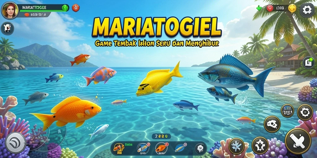 Gameplay seru MARIATOGEL menembak ikan dengan berbagai senjata.