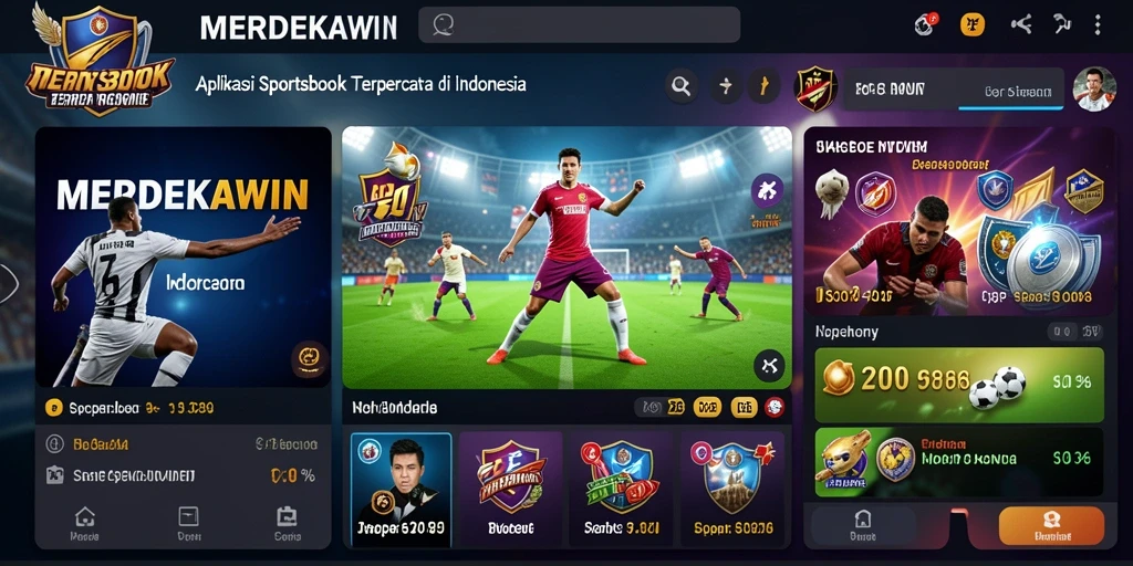 Screenshot gameplay <strong>MERDEKAWIN</strong> yang menampilkan fitur taruhan olahraga.