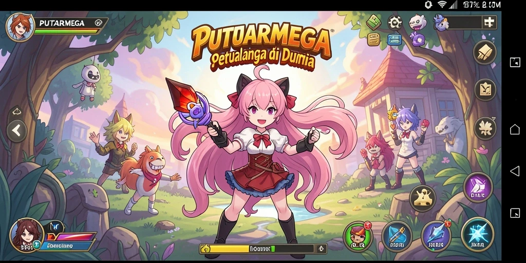 Gameplay PUTARMEGA yang seru dengan karakter anime.