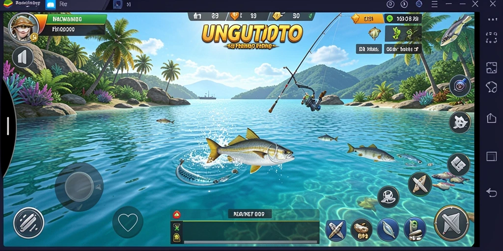 Screenshot gameplay UNGUTOTO menampilkan suasana memancing yang menawan.