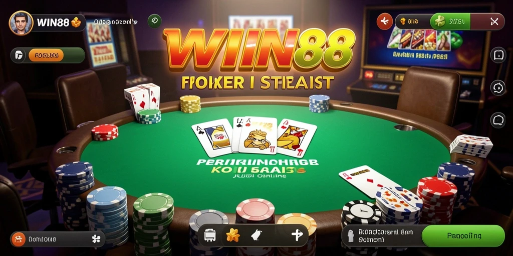 Screenshot gameplay WIN88 menampilkan aksi seru permainan Poker.