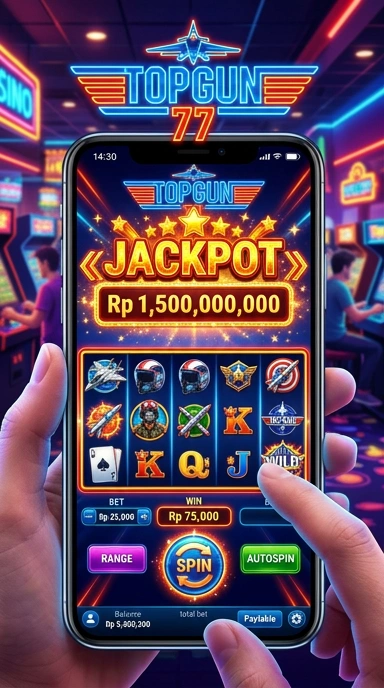 Tampilan utama aplikasi topgun77 yang user-friendly.